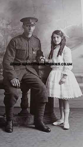 Rifleman R P Barrell with his niece Hilda Clara